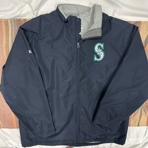 Seattle Mariners Navy Windbreaker Jacket with Teal Logo NWOT XXL